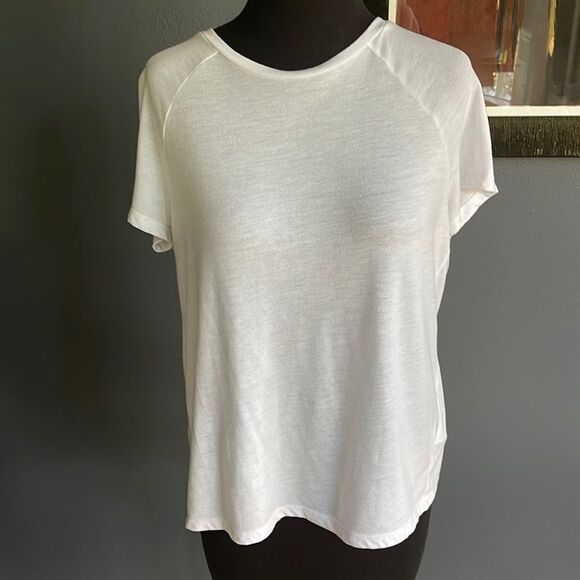 J. Crew white overlapping petalback crewneck short sleeve tee. Small. - Picture 2 of 5